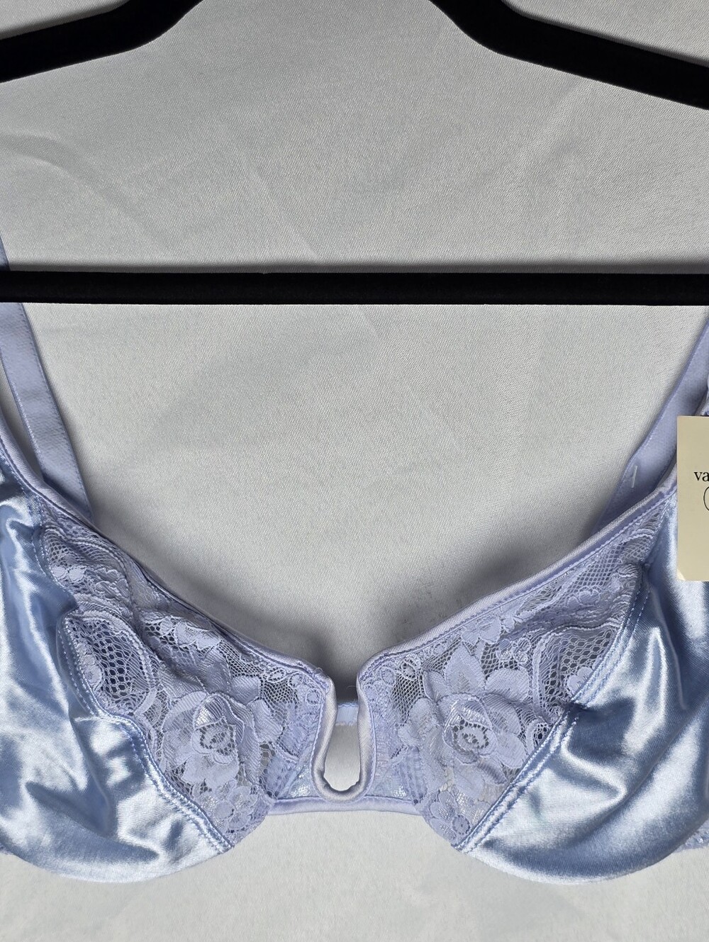 NWT Valentino Vintage Light Blue Satin and Lace Underwire Bra Bridal, 36C